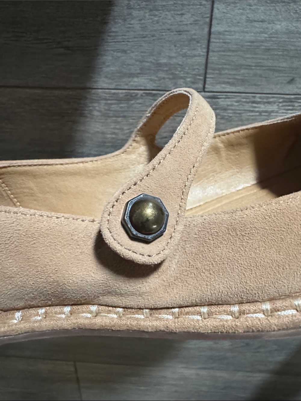 Crown Vintage Suede Mary Jane Flats in Beige - Picture 4 of 10